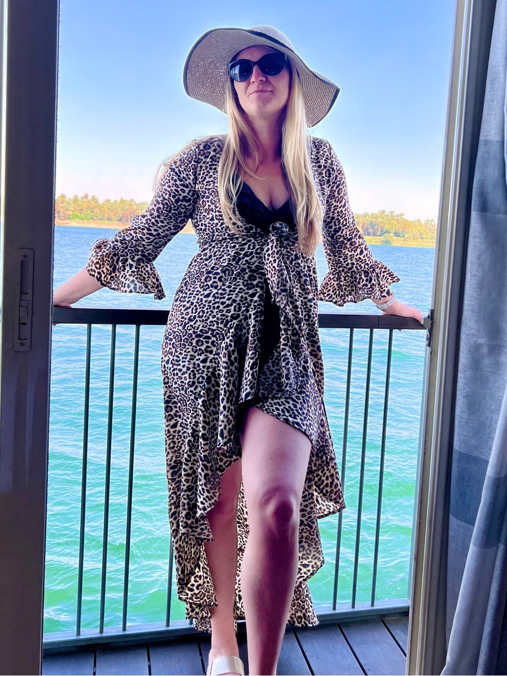 Leopard Print Wrap Bathing Suit Cover